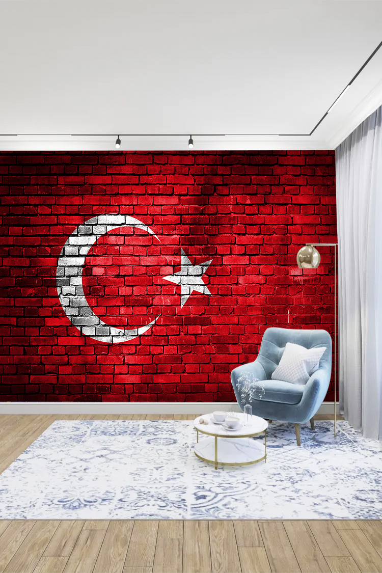 Türk Bayrağı Tuğla Duvar Kağıdı - Görsel 3