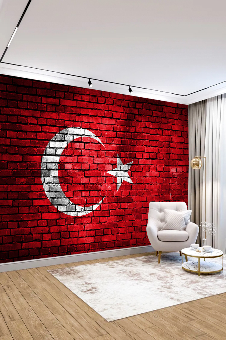 Türk Bayrağı Tuğla Duvar Kağıdı - Görsel 4