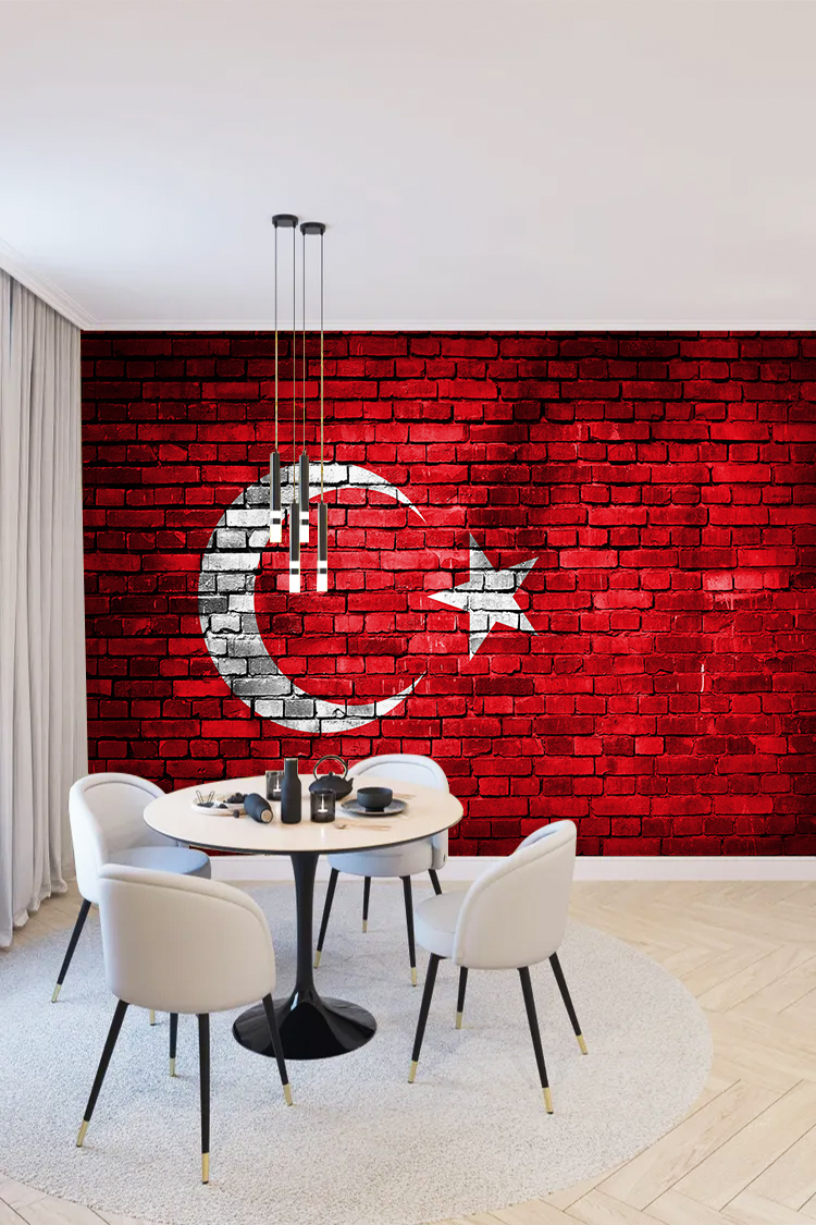 Türk Bayrağı Tuğla Duvar Kağıdı