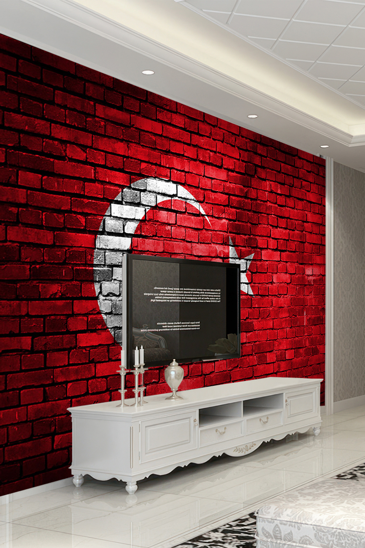Türk Bayrağı Tuğla Duvar Kağıdı - Görsel 6