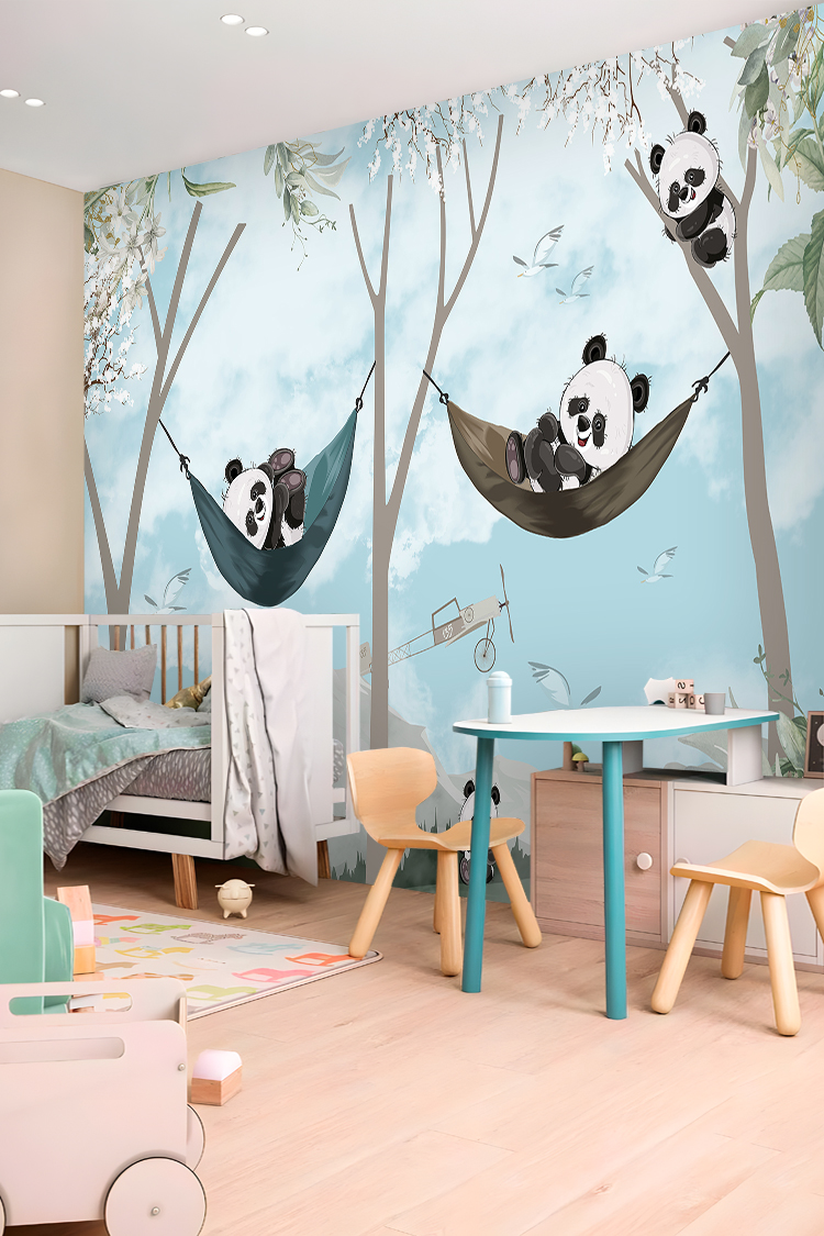 Sevimli Panda ve Hamak Duvar Kağıdı - Görsel 3