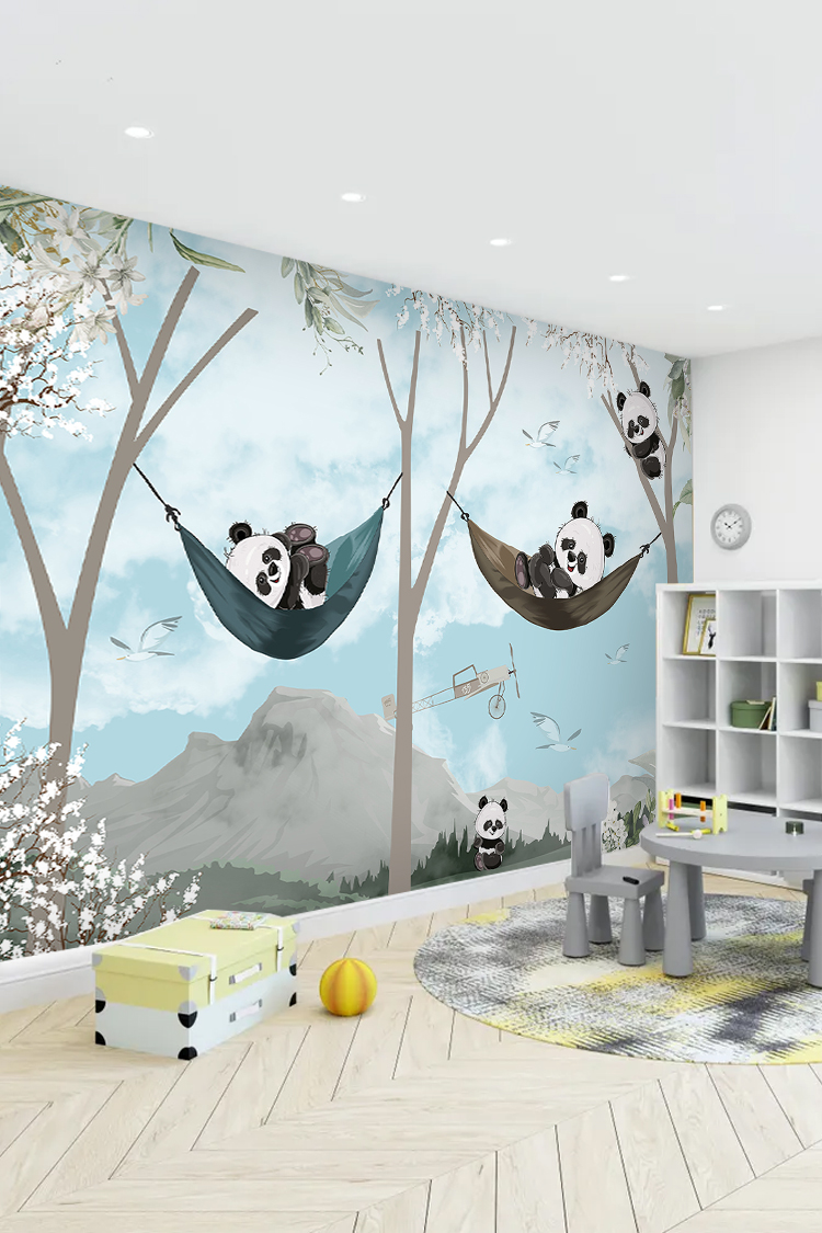 Sevimli Panda ve Hamak Duvar Kağıdı - Görsel 4