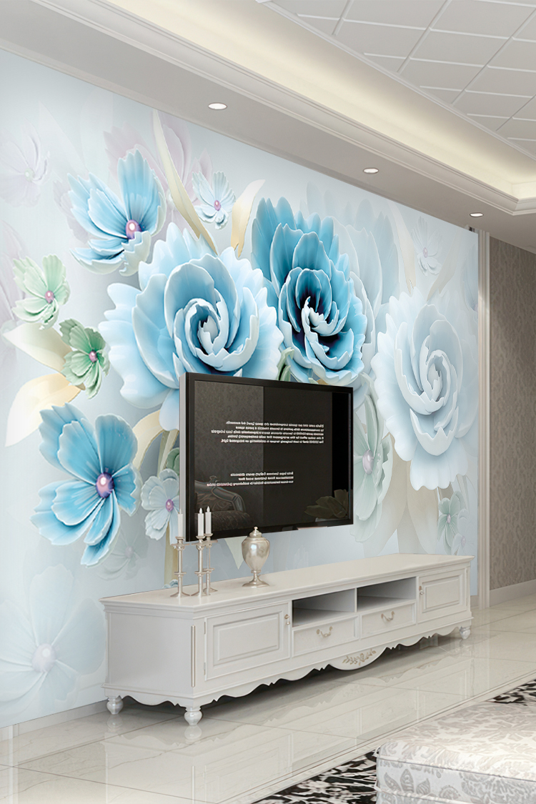 Blue Rose Çiçek Duvar Kağıdı – Zarif ve Modern Dekorasyon - Görsel 6