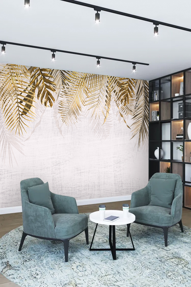 Altın Palmiyeler ile Zarif ve Minimal Duvar Kağıdı Tasarımı - Görsel 2