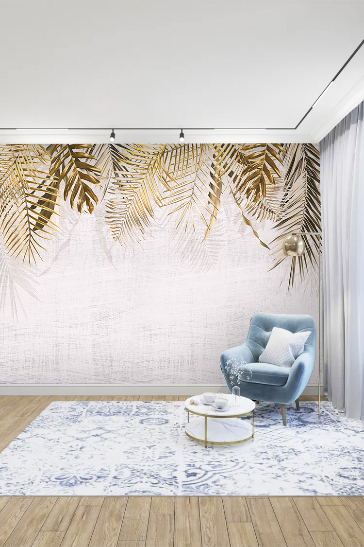 Altın Palmiyeler ile Zarif ve Minimal Duvar Kağıdı Tasarımı - Görsel 3