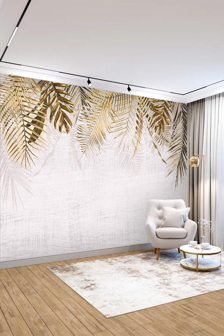 Altın Palmiyeler ile Zarif ve Minimal Duvar Kağıdı Tasarımı - Görsel 4