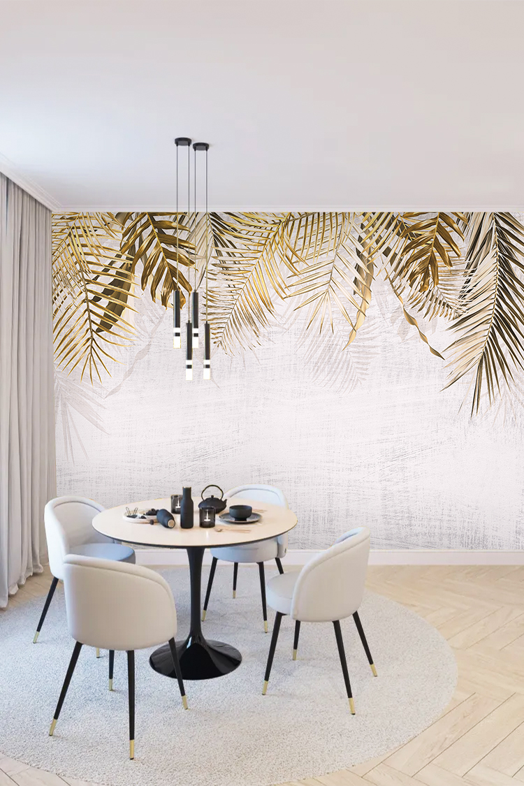 Altın Palmiyeler ile Zarif ve Minimal Duvar Kağıdı Tasarımı - Görsel 5