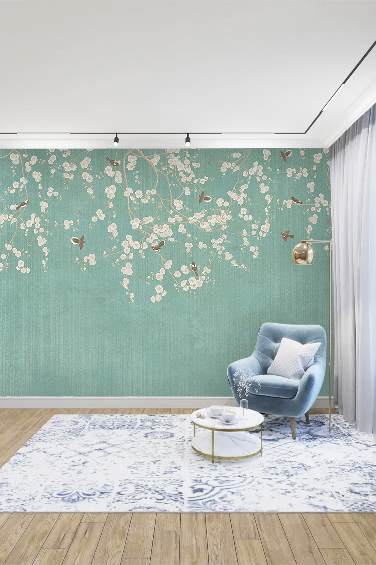 Çiçek Desenli Duvar Kağıdı - Görsel 2