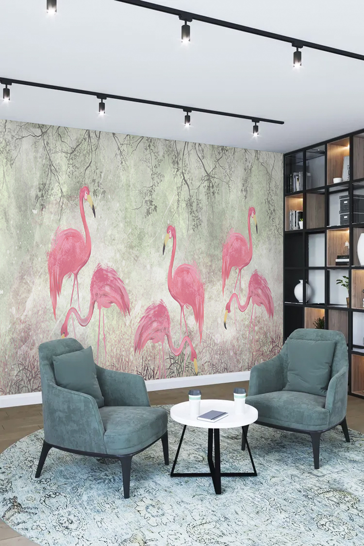 Flamingo Desenli Duvar Kağıdı - Görsel 2