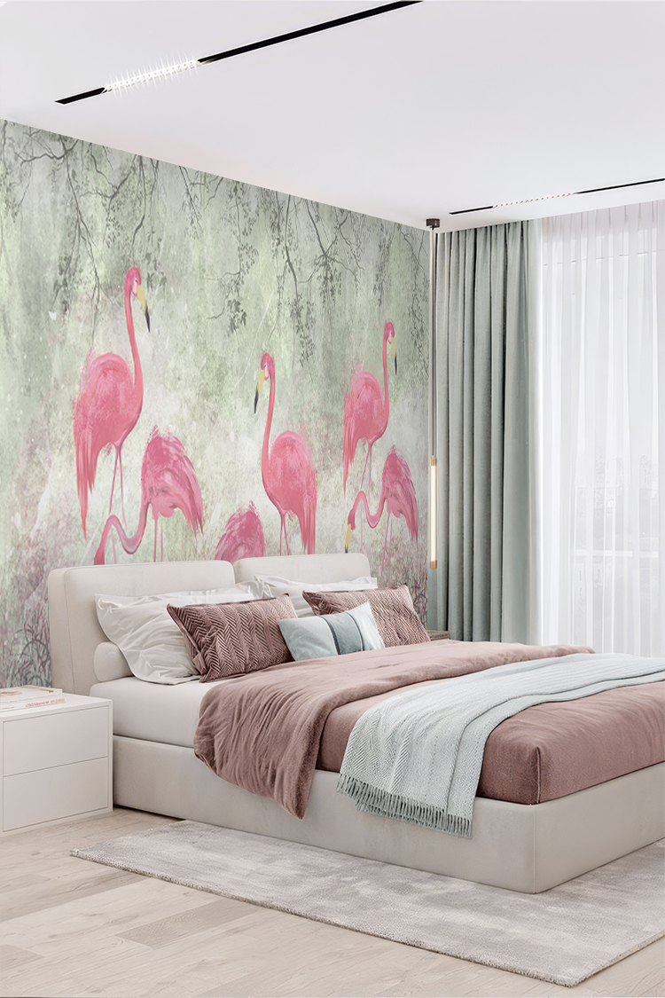 Flamingo Desenli Duvar Kağıdı - Görsel 5