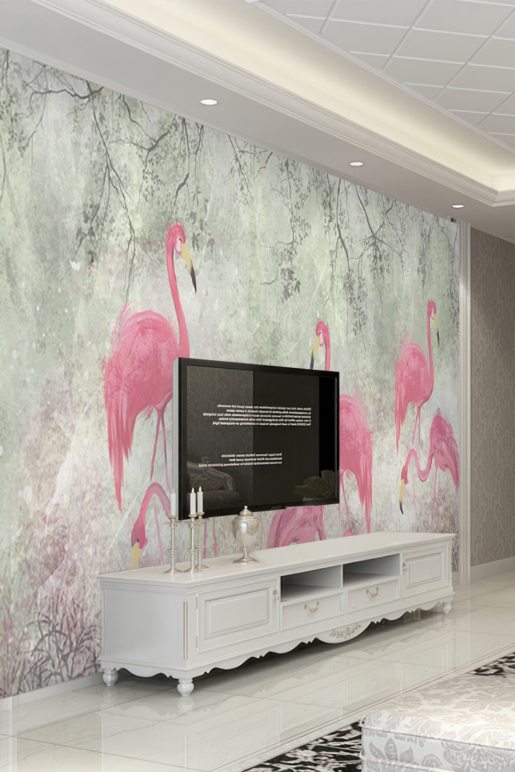 Flamingo Desenli Duvar Kağıdı - Görsel 6