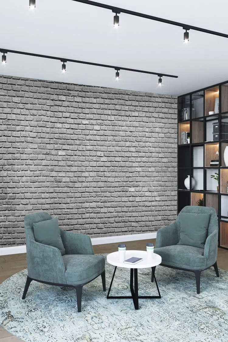 Gri Tuğla Desenli Endüstriyel Duvar Kağıdı - Modern ve Şık - Görsel 2