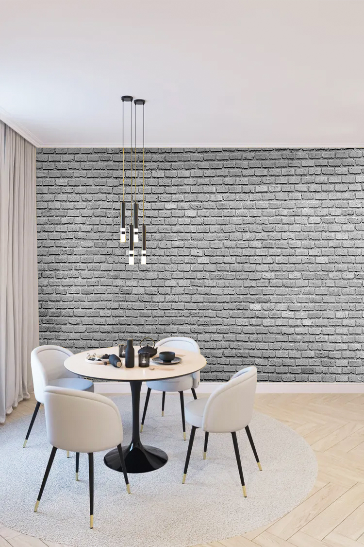 Gri Tuğla Desenli Endüstriyel Duvar Kağıdı - Modern ve Şık - Görsel 5
