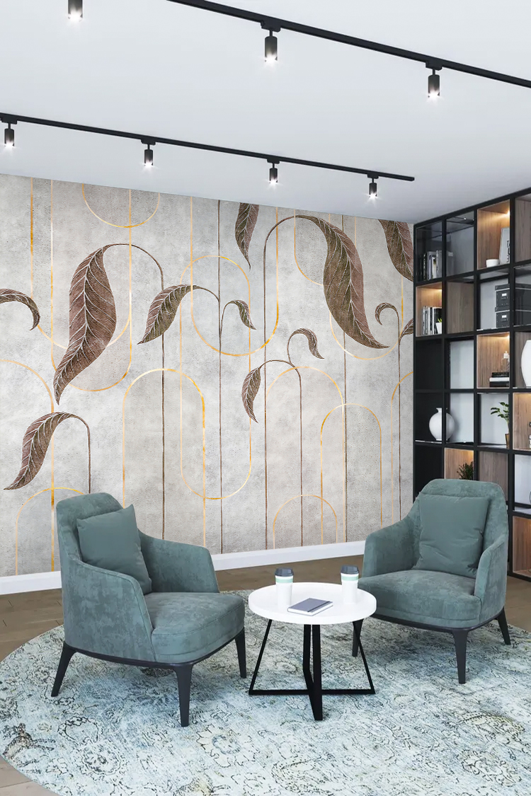 Modern Yaprak Desenli Duvar Kağıdı