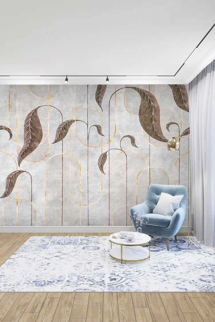 Modern Yaprak Desenli Duvar Kağıdı - Görsel 2