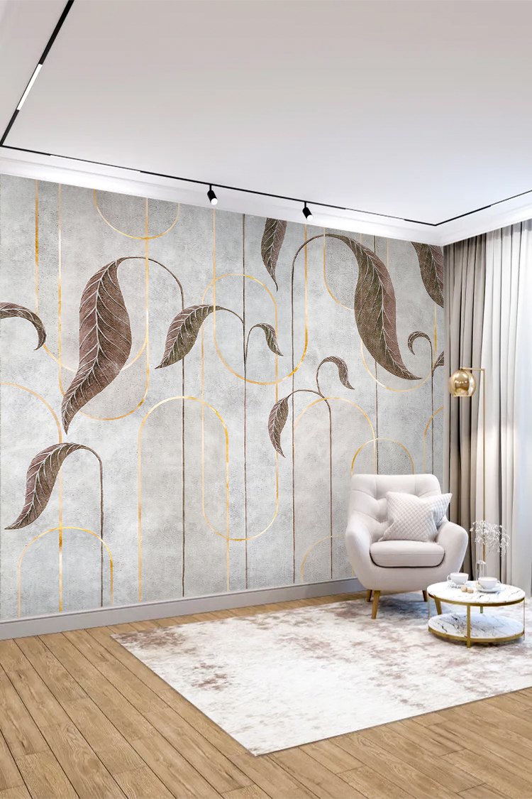 Modern Yaprak Desenli Duvar Kağıdı - Görsel 3