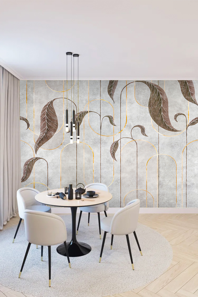 Modern Yaprak Desenli Duvar Kağıdı - Görsel 4