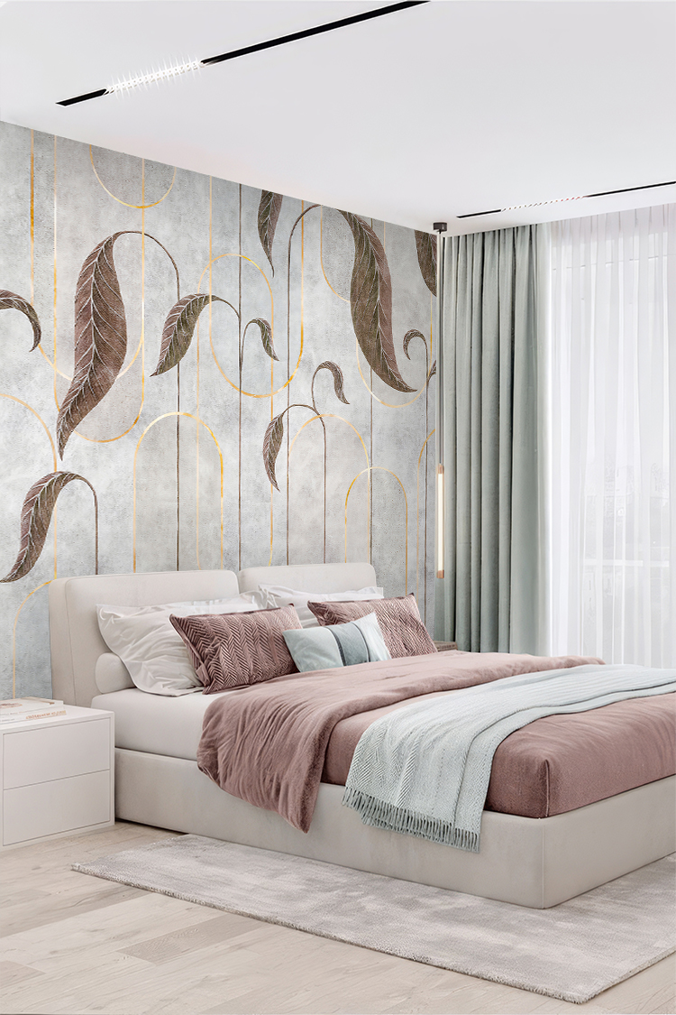 Modern Yaprak Desenli Duvar Kağıdı - Görsel 5