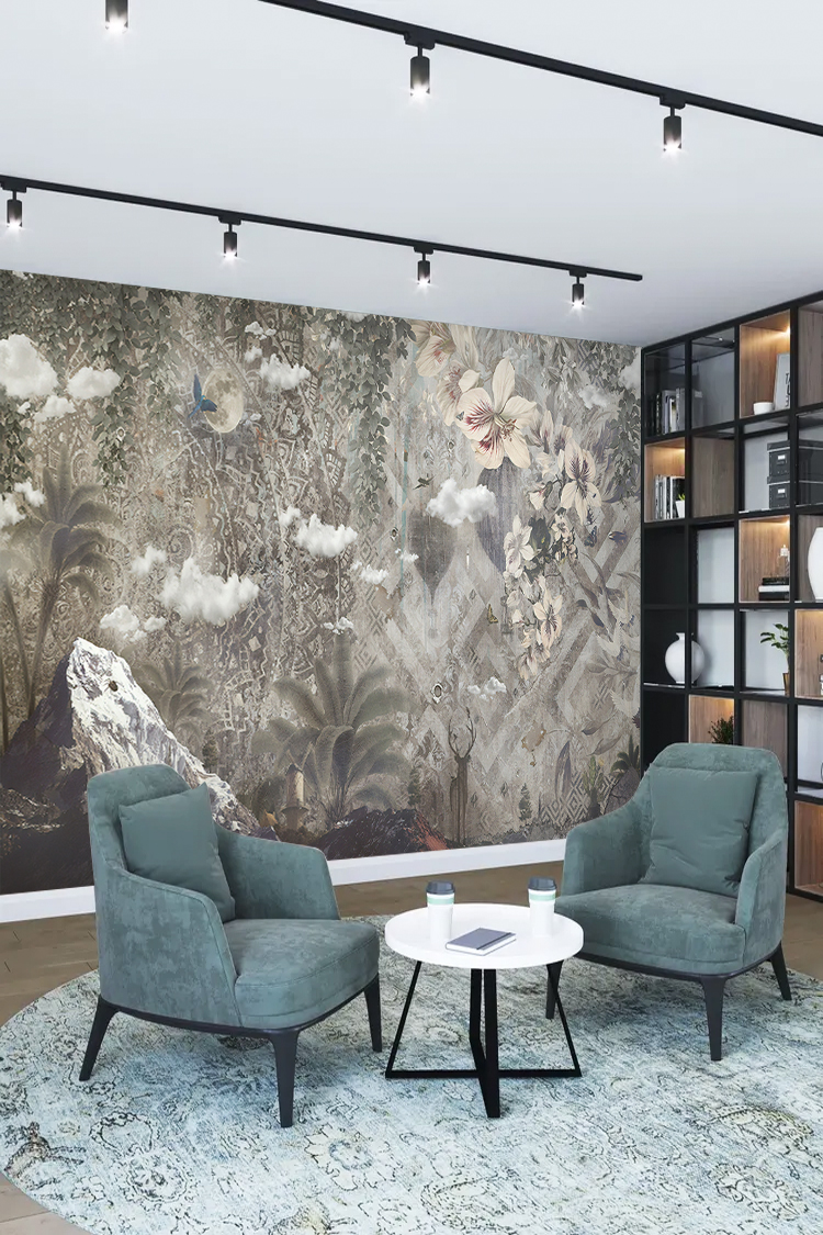 Tropikal Dağ Manzarası Duvar Kağıdı - Görsel 2