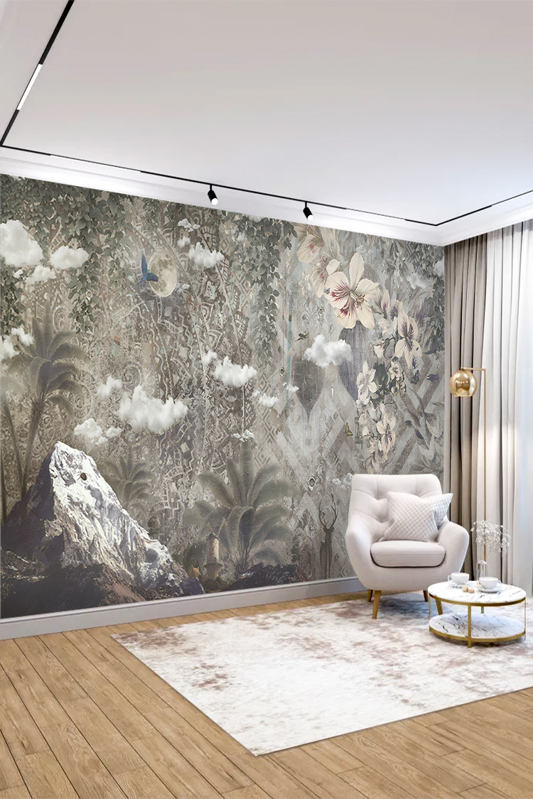 Tropikal Dağ Manzarası Duvar Kağıdı - Görsel 4