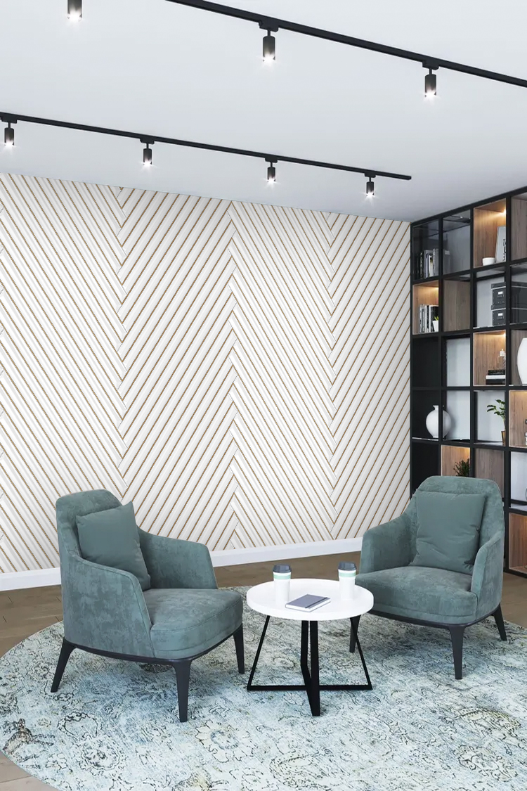 Altın Çizgili 3D Duvar Kağıdı – Modern ve Geometrik Tasarım - Görsel 2