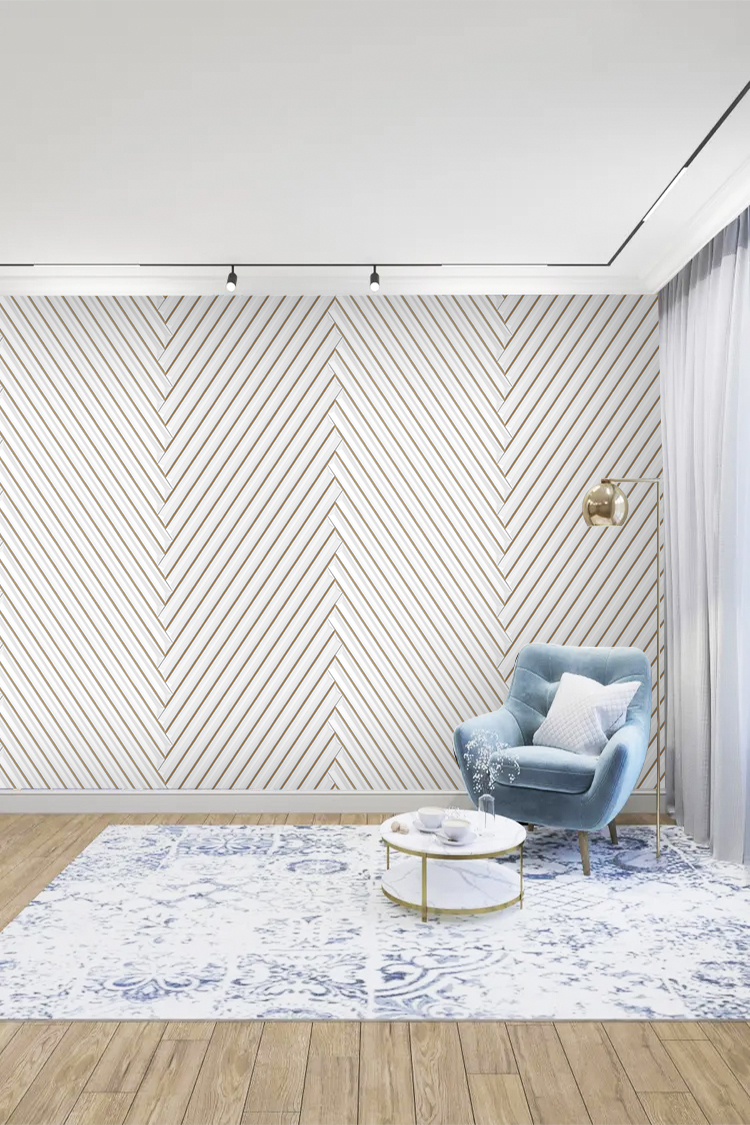 Altın Çizgili 3D Duvar Kağıdı – Modern ve Geometrik Tasarım - Görsel 3