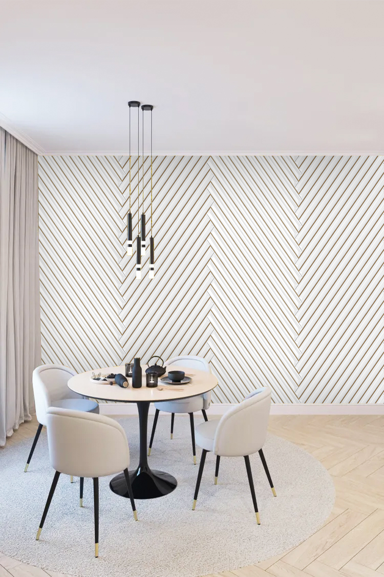 Altın Çizgili 3D Duvar Kağıdı – Modern ve Geometrik Tasarım - Görsel 5