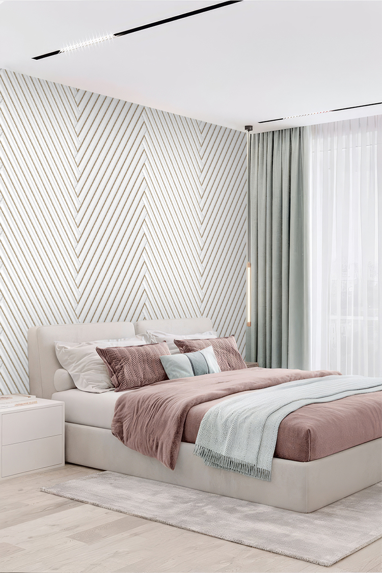 Altın Çizgili 3D Duvar Kağıdı – Modern ve Geometrik Tasarım - Görsel 6