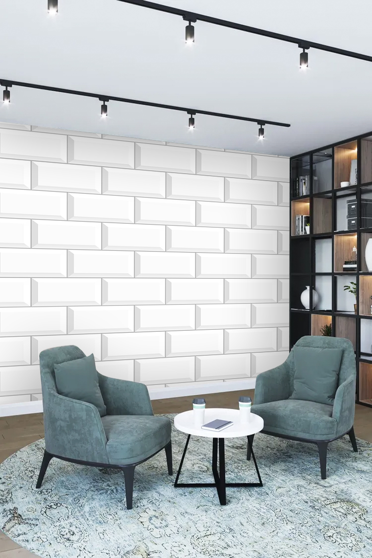 Minimalist Beyaz Tuğla Desenli Duvar Kağıdı – Şık ve Modern Tasarım - Görsel 2