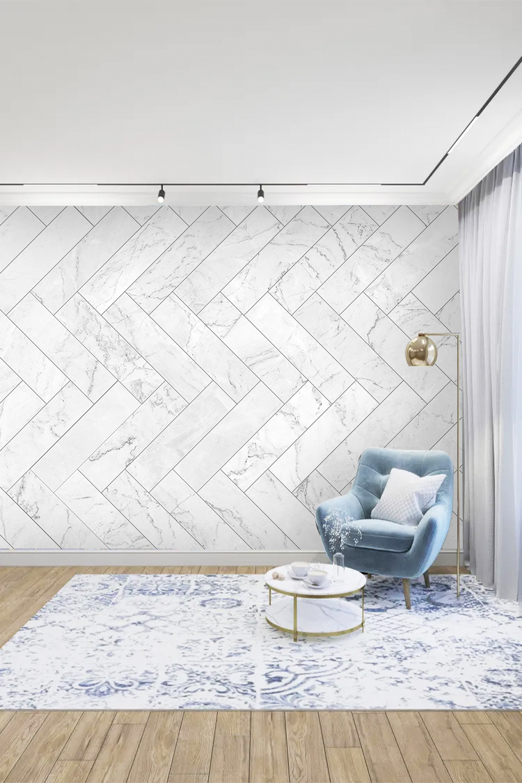 Mermer Desenli Zigzag Duvar Kağıdı - Görsel 6