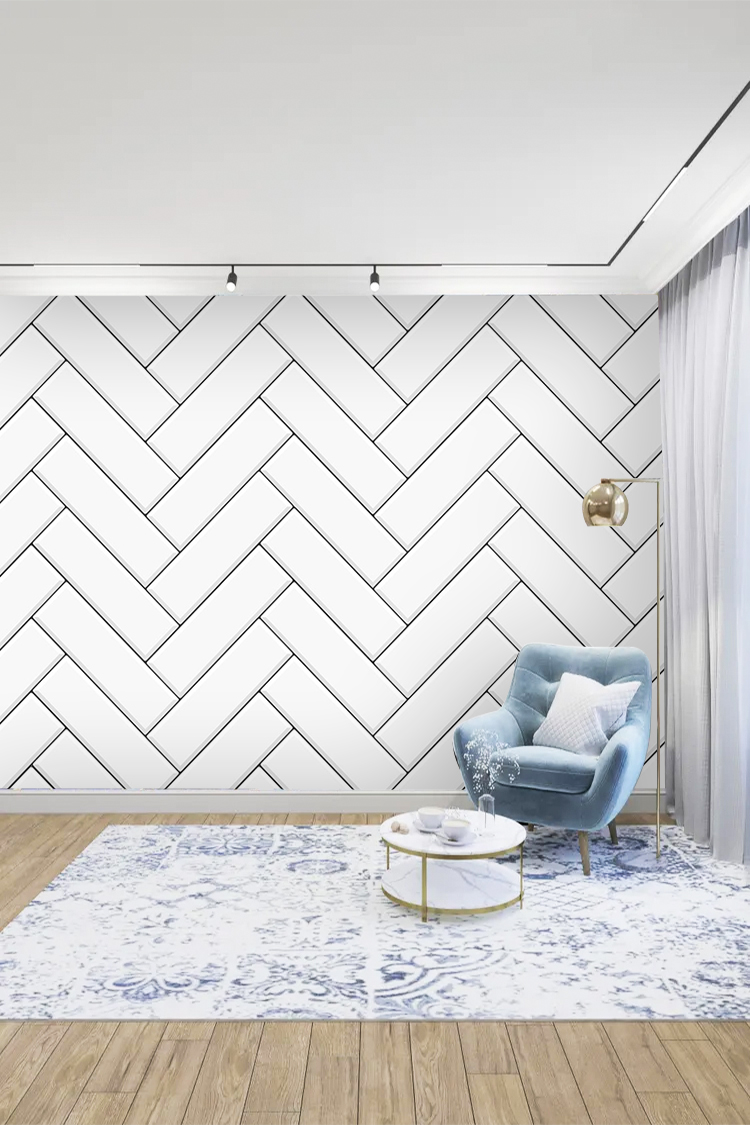 Modern Beyaz Zigzag Desenli Duvar Kağıdı – Minimalist Tasarım - Görsel 5