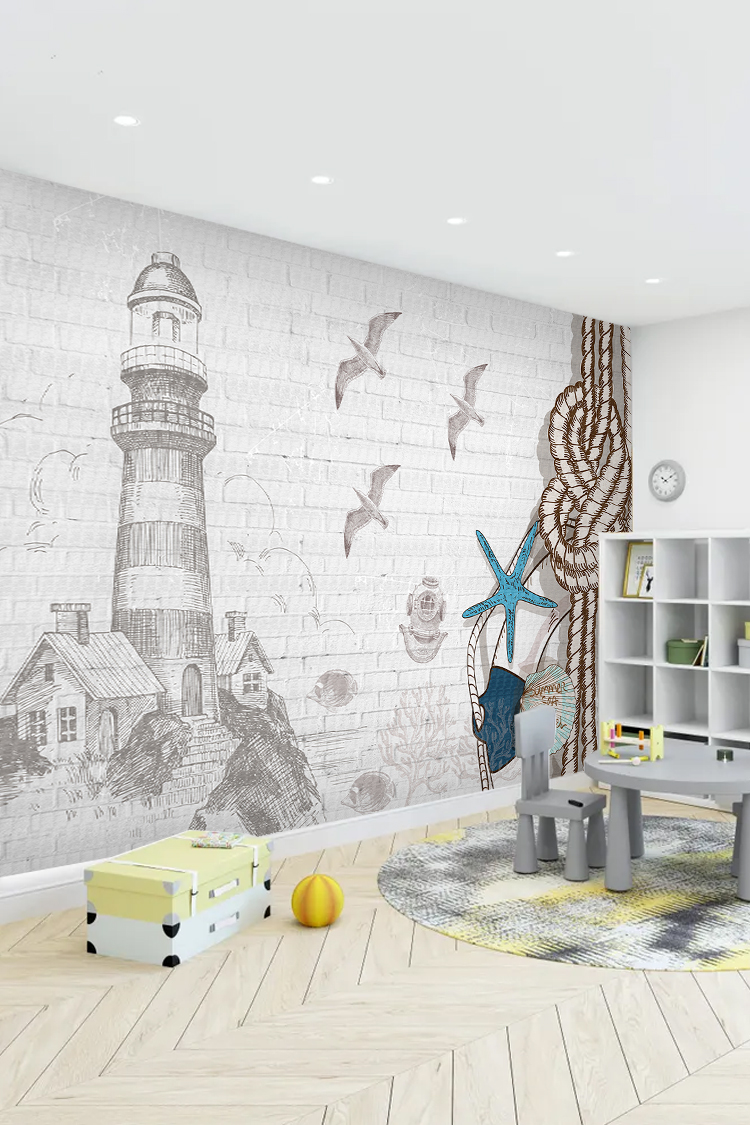 Fener Kulesi ve Deniz Temalı Duvar Kağıdı - Görsel 5