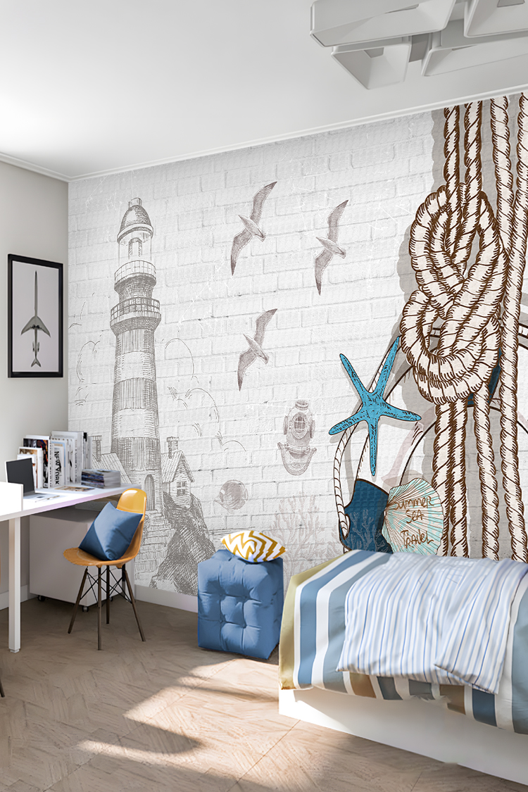 Fener Kulesi ve Deniz Temalı Duvar Kağıdı - Görsel 6