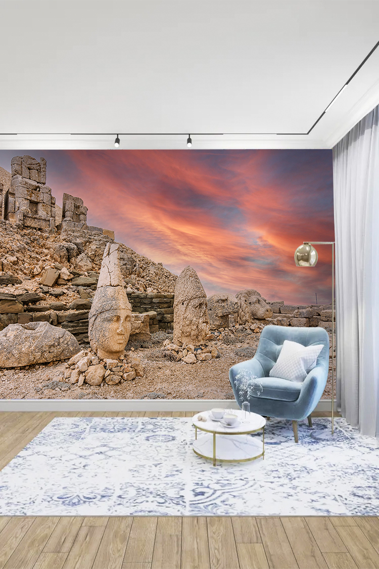 Nemrut Dağı ve Tarihi Heykellerle Doğal Manzara Duvar Kağıdı - Görsel 5