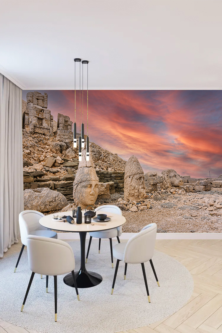 Nemrut Dağı ve Tarihi Heykellerle Doğal Manzara Duvar Kağıdı - Görsel 3