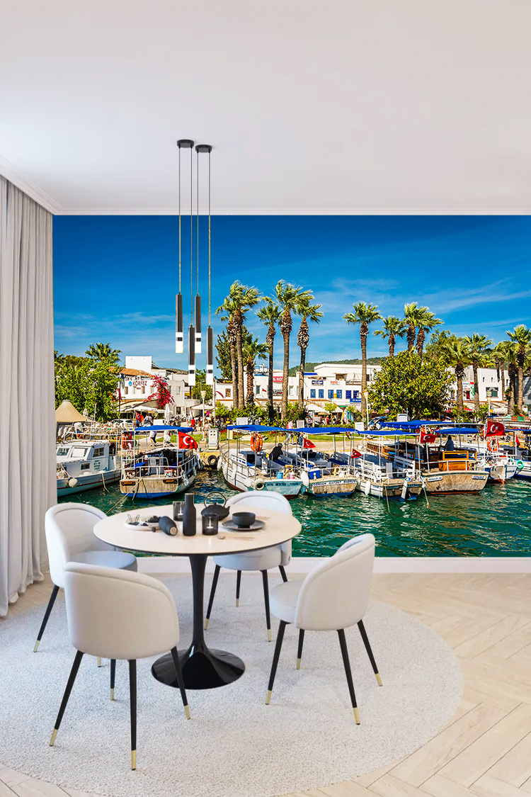 Akdeniz Sahili ve Yat Limanı Manzaralı Duvar Kağıdı - Görsel 4