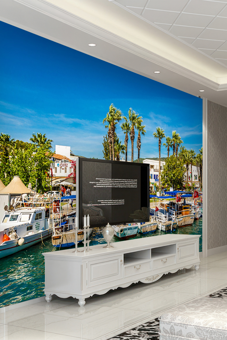 Akdeniz Sahili ve Yat Limanı Manzaralı Duvar Kağıdı