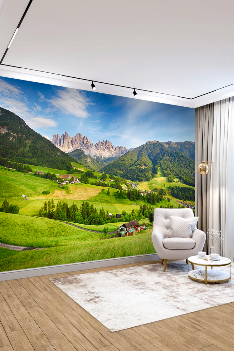 Yeşil Vadiler ve Dağ Manzarası Duvar Kağıdı - Görsel 3