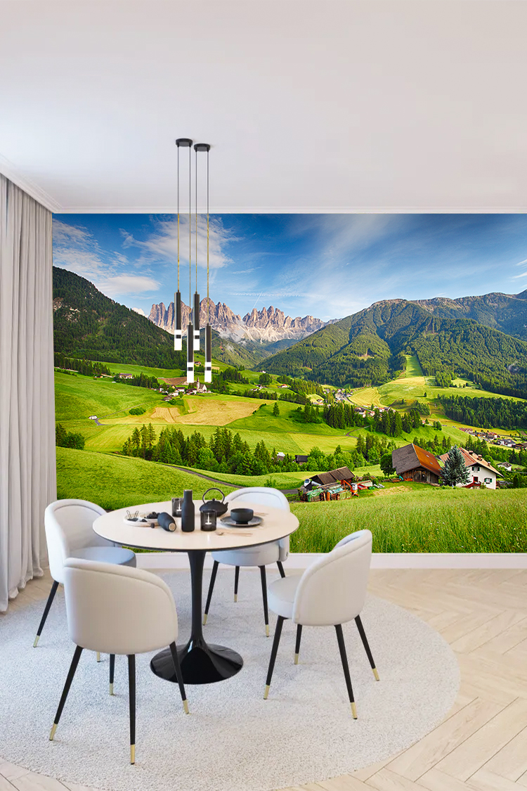 Yeşil Vadiler ve Dağ Manzarası Duvar Kağıdı - Görsel 4