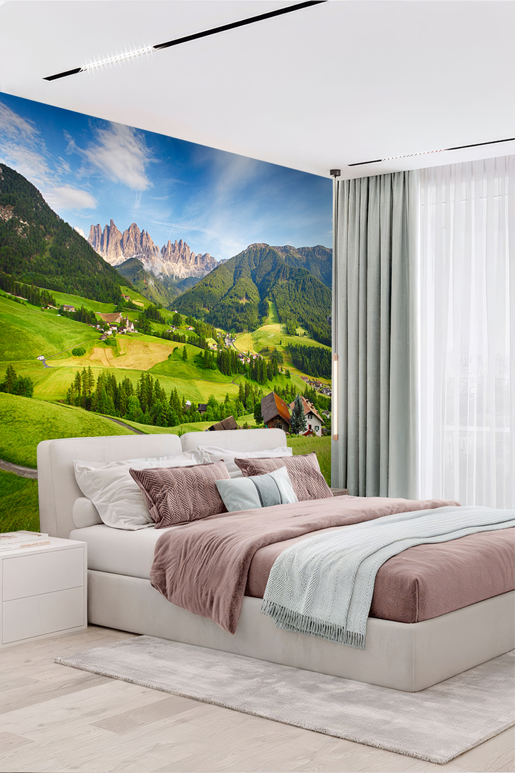 Yeşil Vadiler ve Dağ Manzarası Duvar Kağıdı - Görsel 5