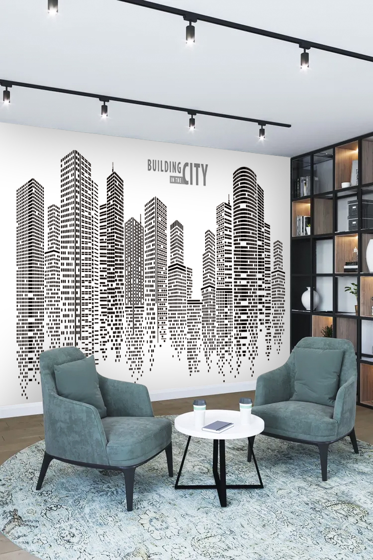 Modern Şehir Silueti Duvar Kağıdı - Görsel 2