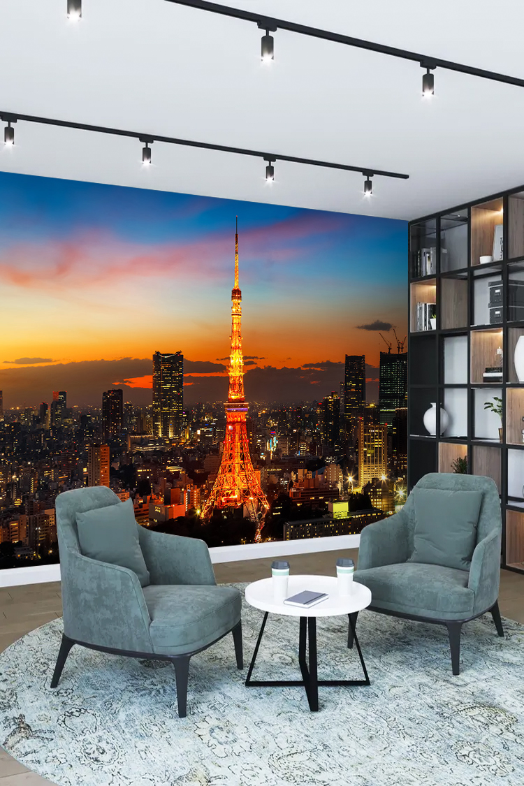 Tokyo Kulesi ve Şehir Manzaralı Duvar Kağıdı - Görsel 2