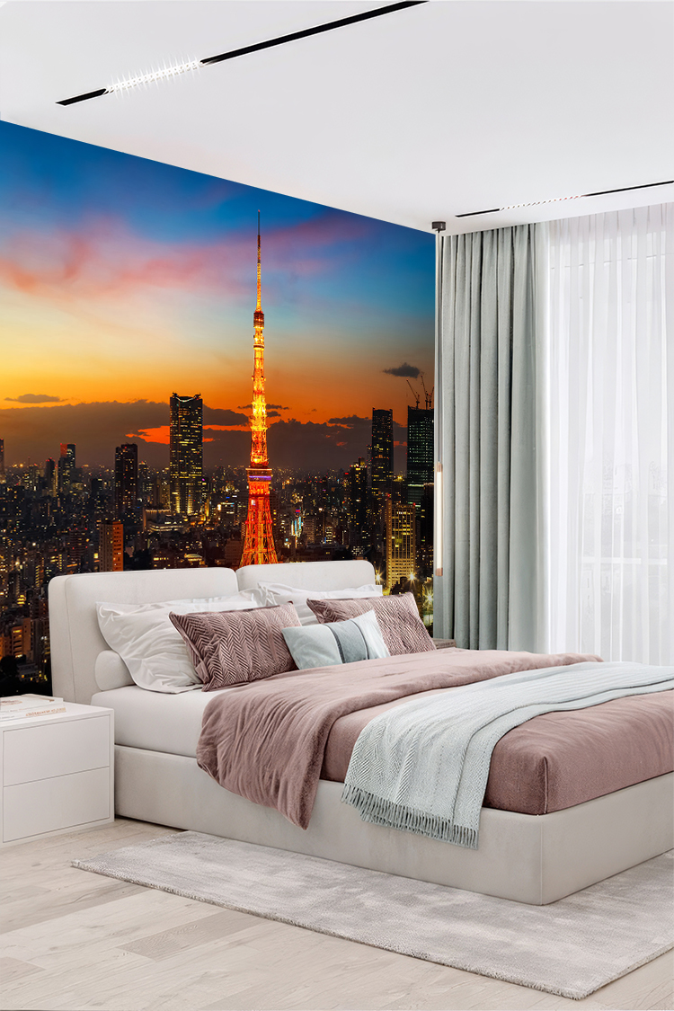 Tokyo Kulesi ve Şehir Manzaralı Duvar Kağıdı - Görsel 3