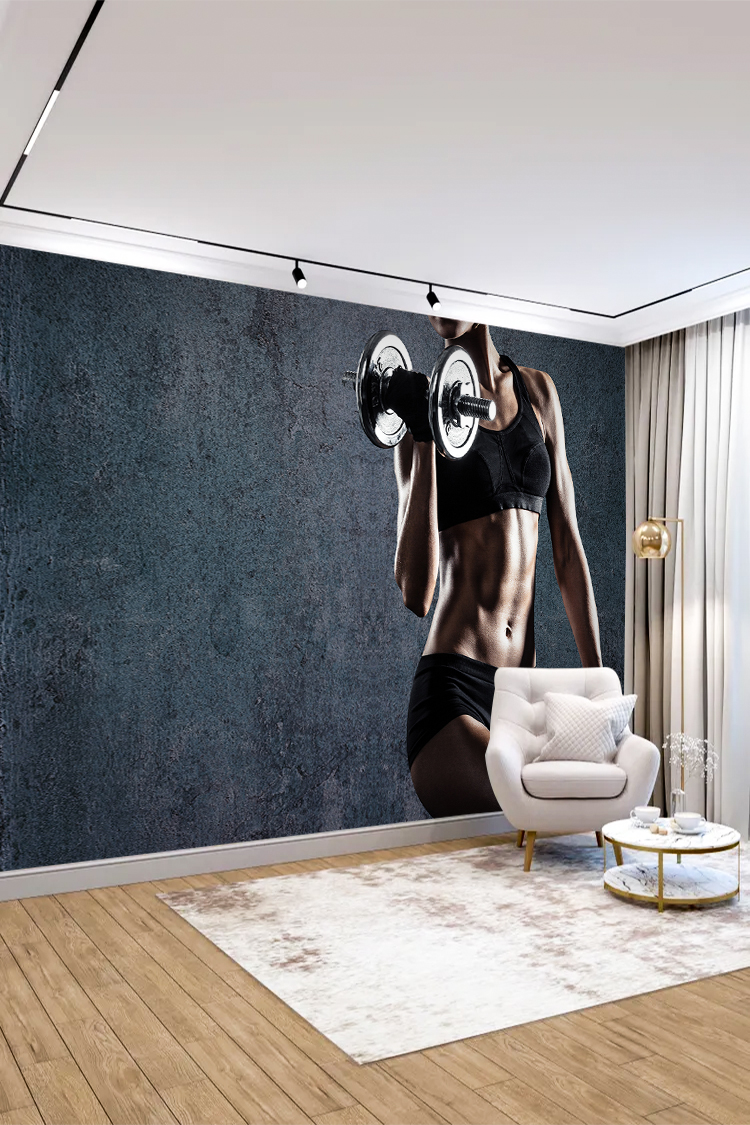 Kadın Halterci ve Fitness Temalı Duvar Kağıdı - Görsel 5