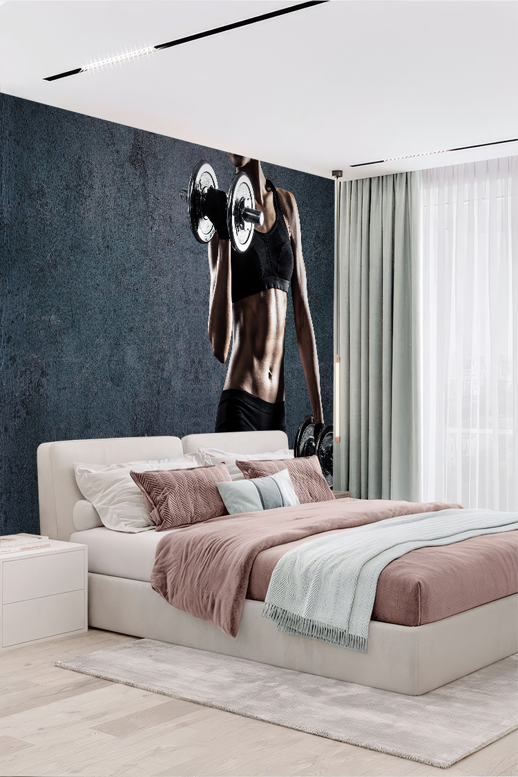 Kadın Halterci ve Fitness Temalı Duvar Kağıdı - Görsel 3