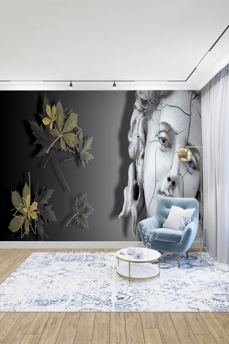 Modern Sanat ve Yaprak Figürlü Duvar Kağıdı - Görsel 5