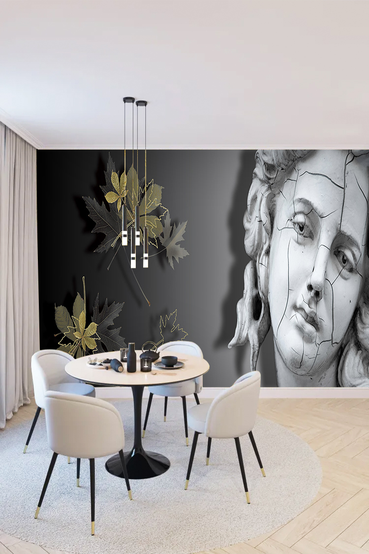 Modern Sanat ve Yaprak Figürlü Duvar Kağıdı - Görsel 3