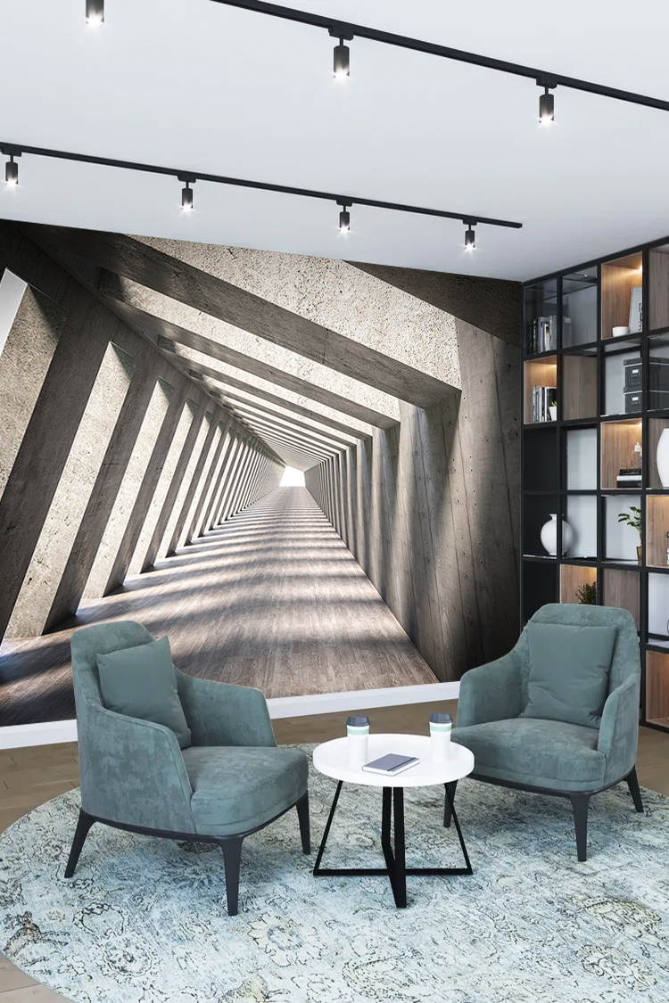 3D Tünel Desenli Duvar Kağıdı - Görsel 2