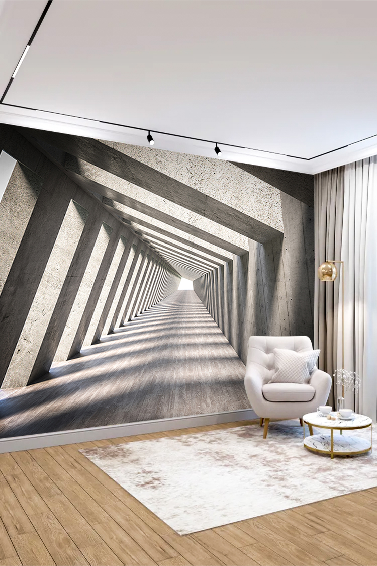 3D Tünel Desenli Duvar Kağıdı - Görsel 4