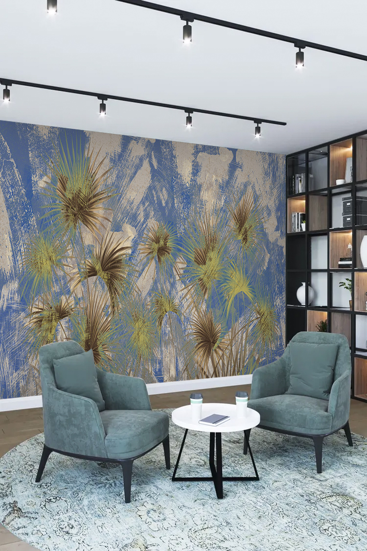 Tropikal Yaprak Desenli Duvar Kağıdı